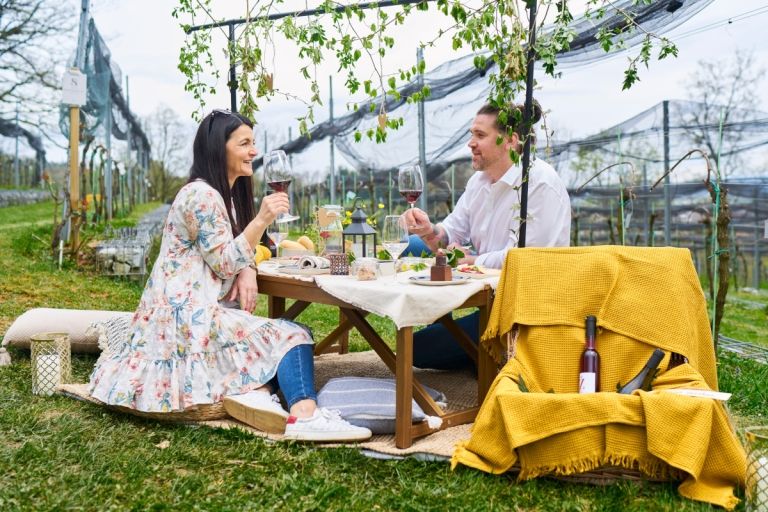 Mestni oddih med grajskimi zidovi in trtami. Foto: Blaž Žnidaršič