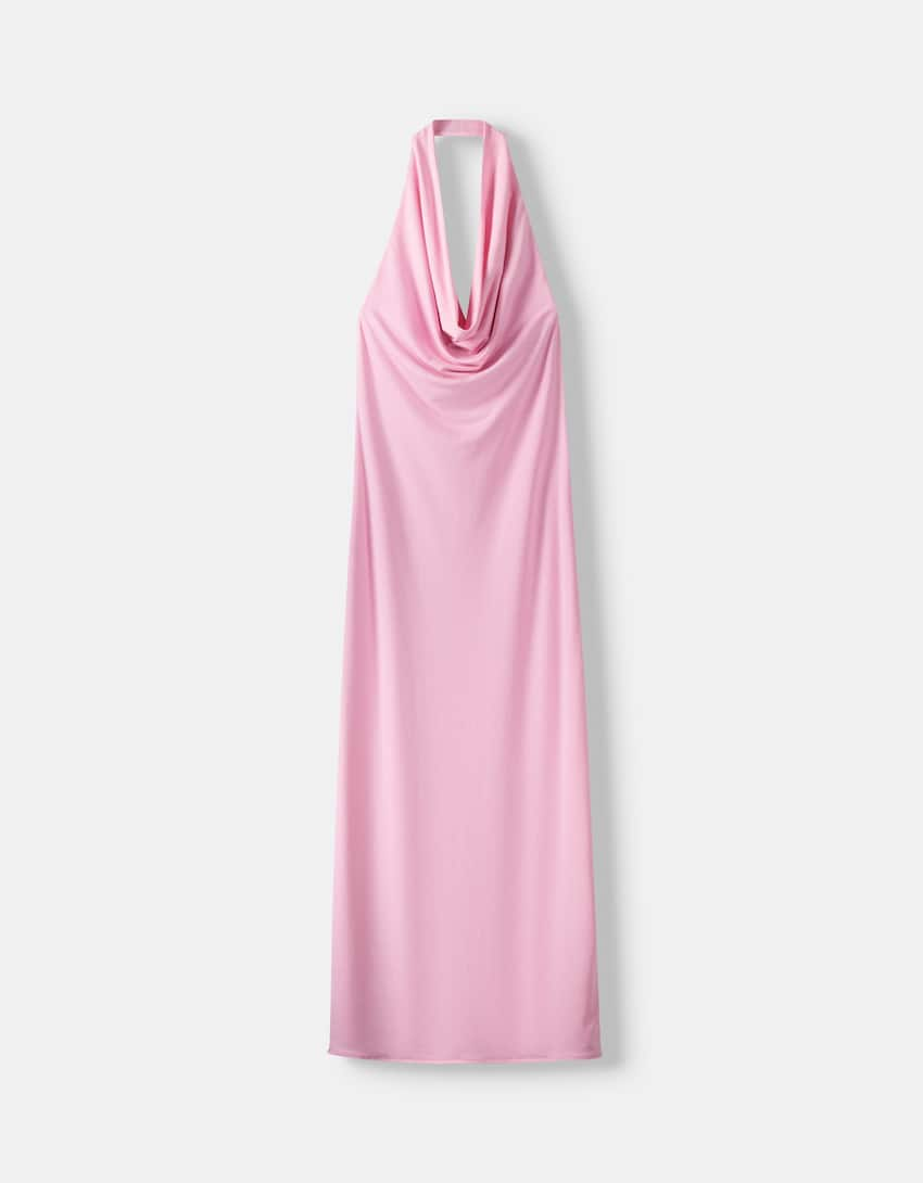 bershka maxi roza obleka